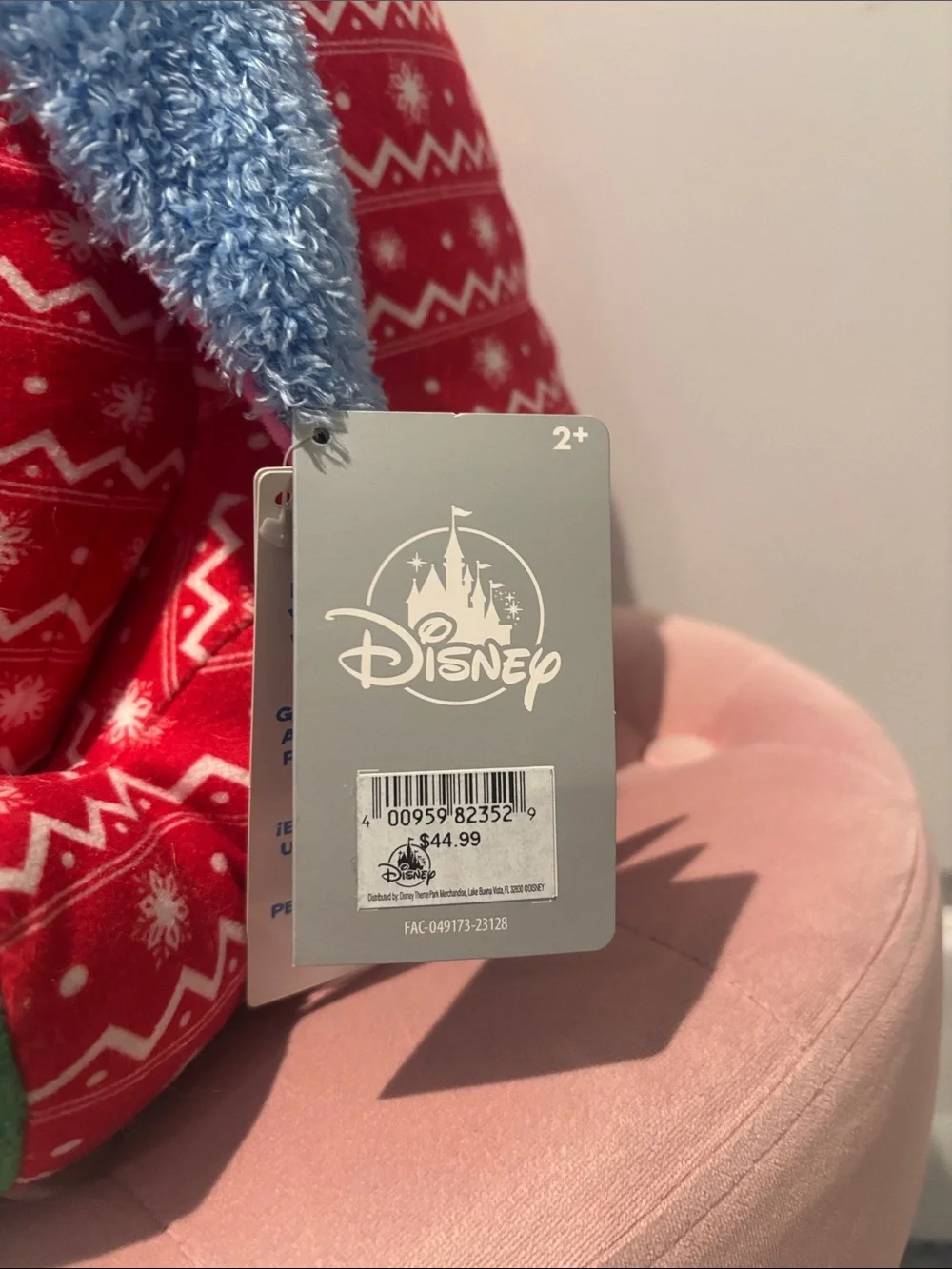 Disney Eeyore Weighted Holiday Plush - Blue, Red & Green